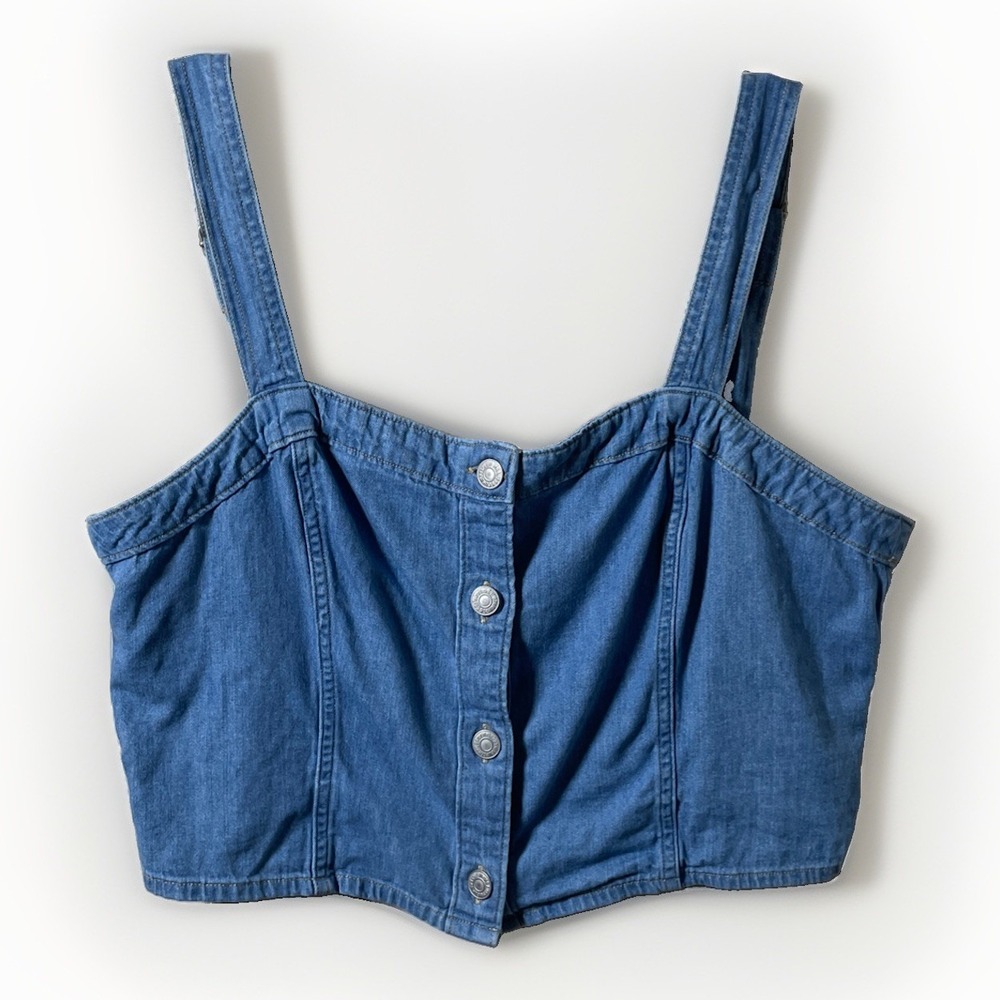 Levi's Women's Denim Cropped Tank Top XL Sleeveless Cotton Blend Stretch